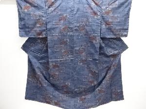 観世水に草花模様織出し西陣伝承紬着物